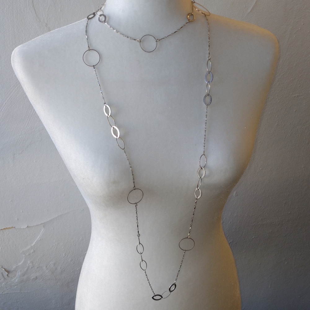 Silver Tone Long Necklace